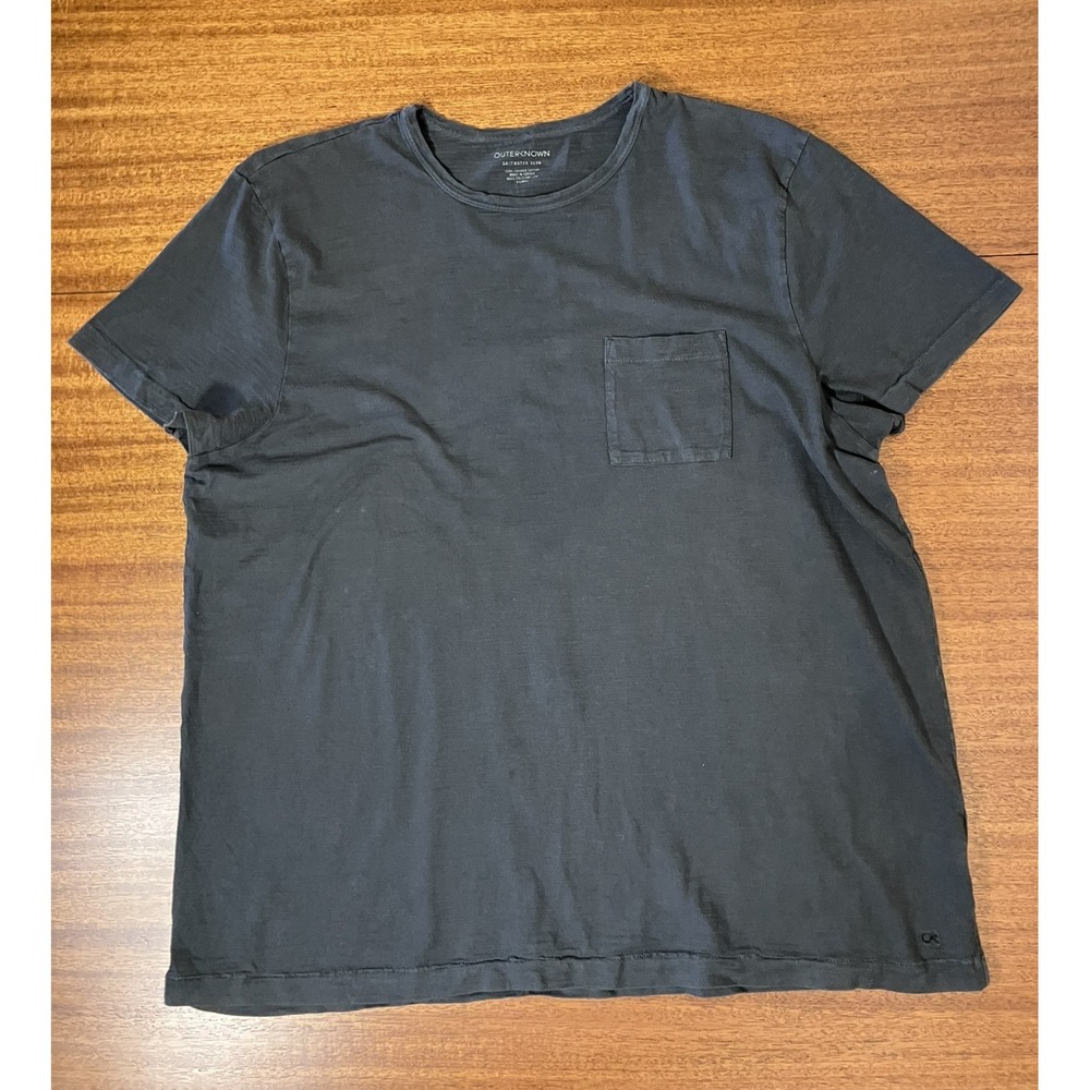 Outerknown Saltwater Slub Pocket Tee Mens XL Gray Black Organic Cotton T-Shirt